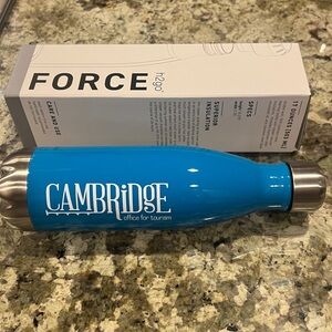 Force h2go Cambridge Blue Stainless Steel Water Bottle 17oz. Brand New!